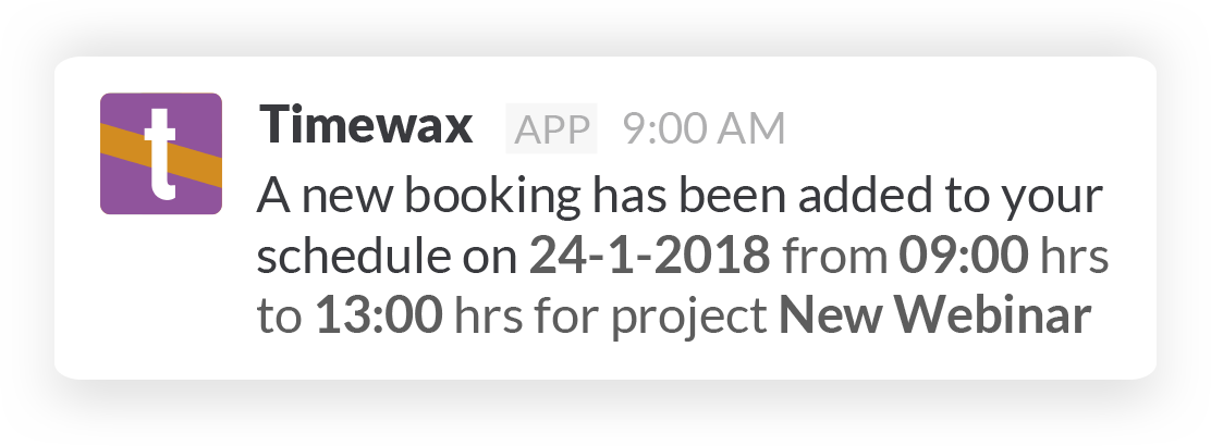 Slack alert booking