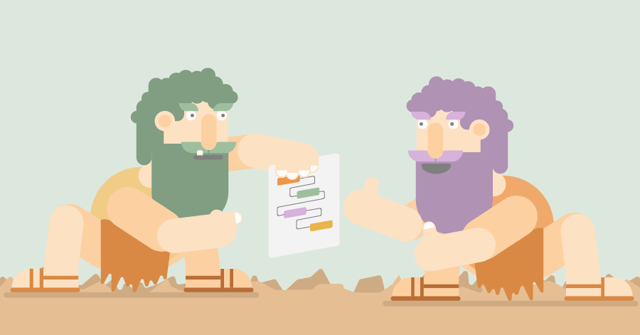 Illustration of two cavemen