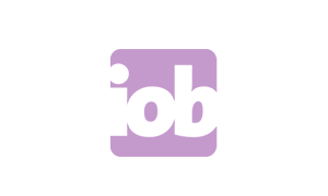 The purple logo of iob trainers