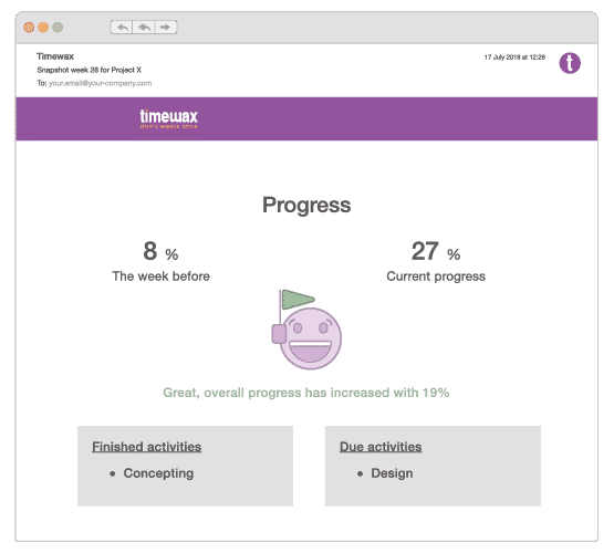 An illustration of the project snapshot displaying the overall progress of projects