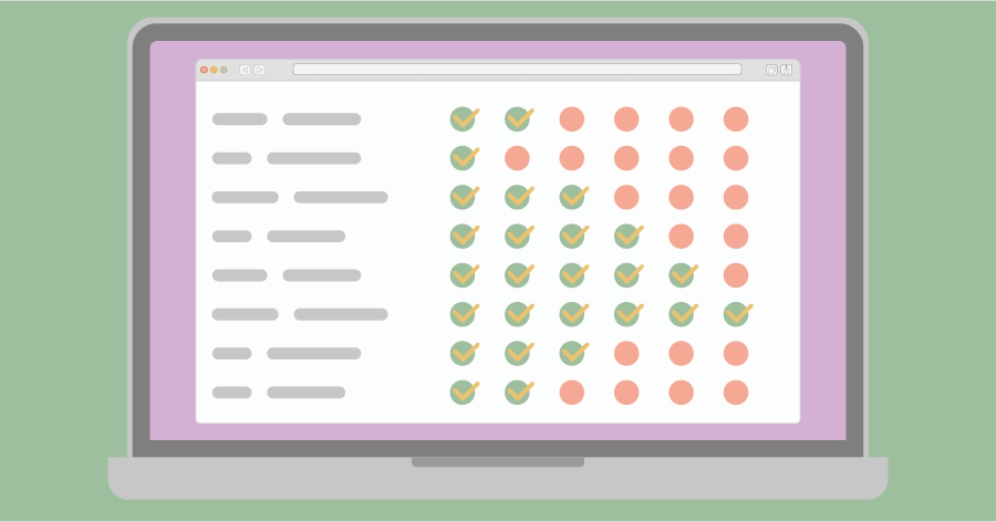 An illustration of a laptop with an overview of completed and uncompleted tasks of a project on its screen.