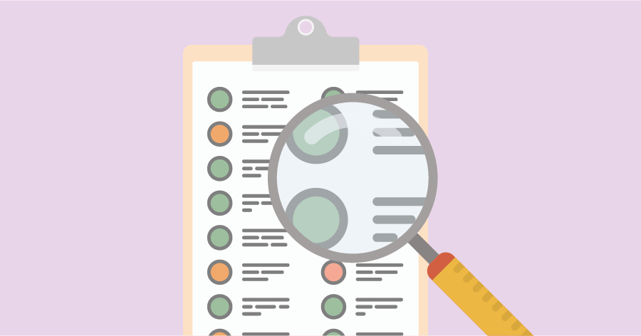 Reviewing your project results. Illustrated with a magnifying glass enlarging project results