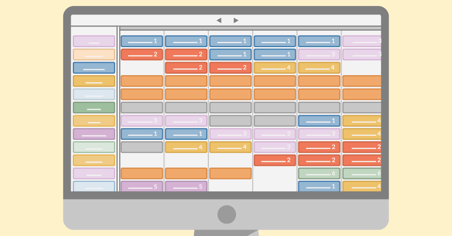 An illustration of a computer displaying a project planning on a digital planning board