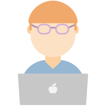 Illustration of person sitting behind a Macbook