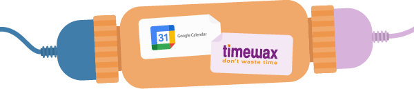 Illustration of the integration between Google Calendar and Timewax