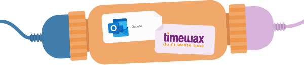 Illustration of the integration between Outlook and Timewax