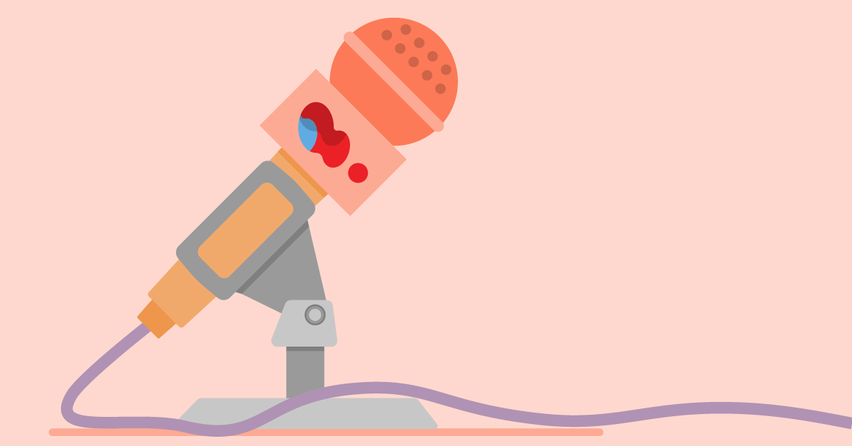 Illustration of of a microphone with the logo of Telindus on it