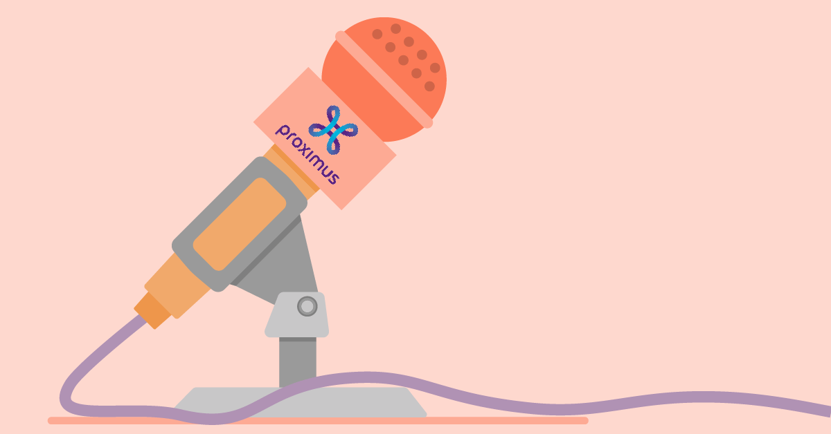 Illustration of of a microphone with the logo of Telindus on it