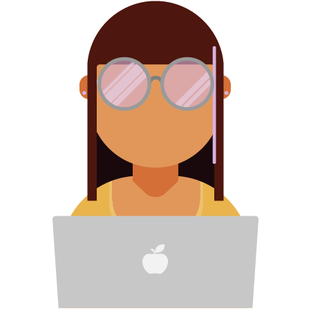 Tester Illustration of person sitting behind a Macbook