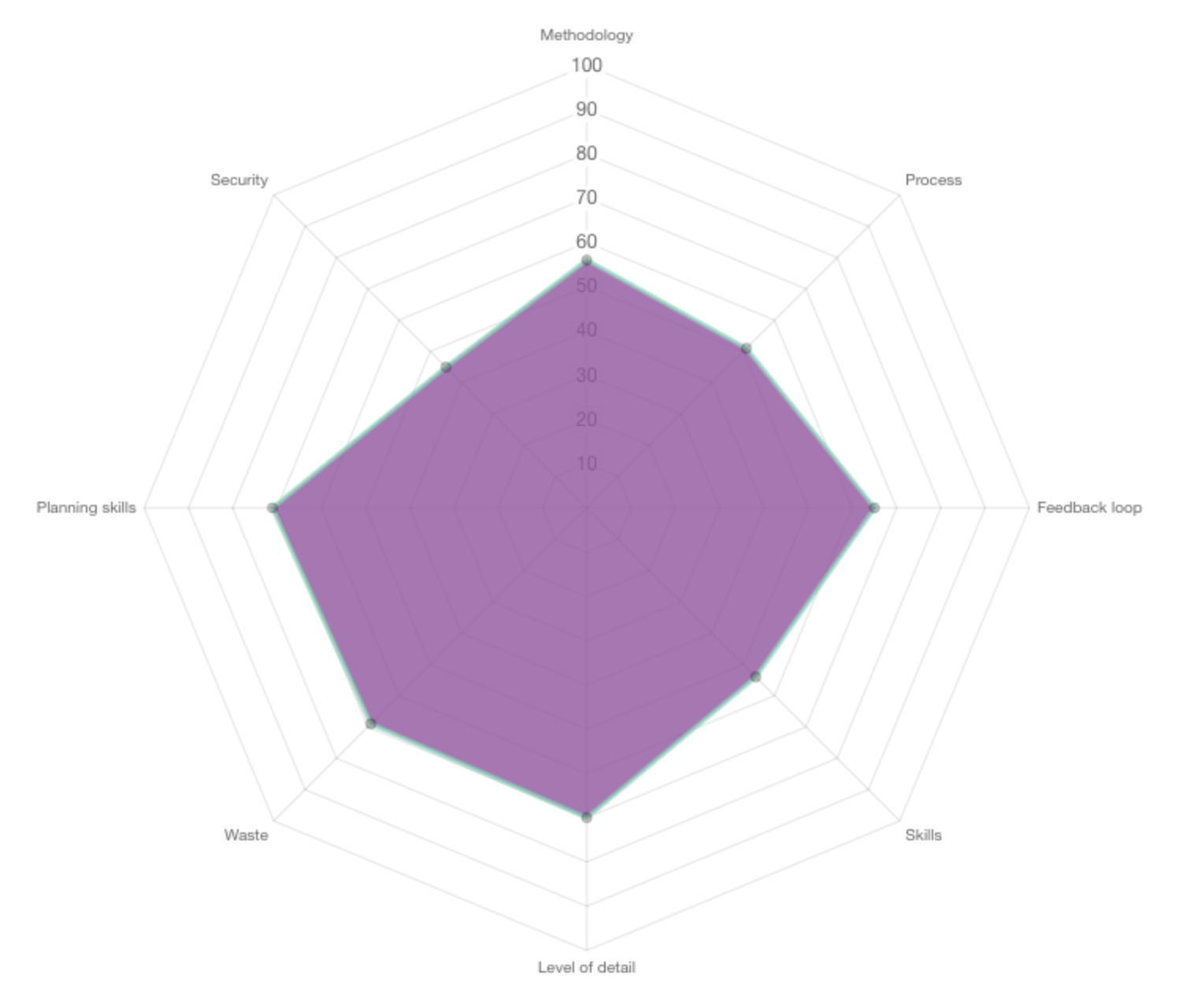 Illustration a radar chart as the outcome of the Timewax planning scan