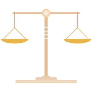 Illustration of a scale to represent the business case for working with planning software