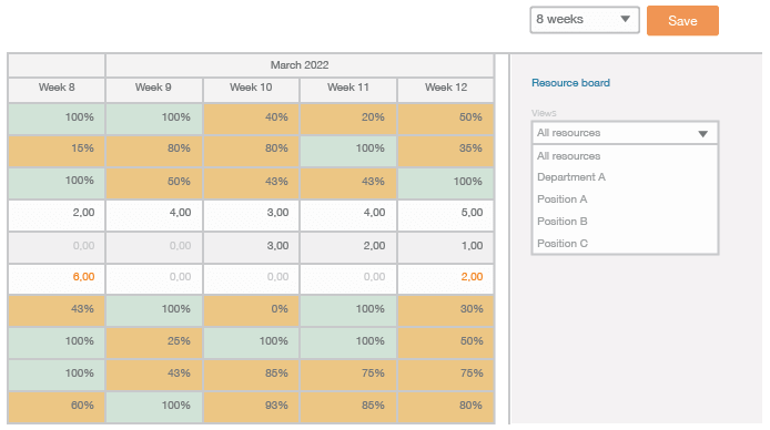 Illustration of how you can make selections in the Timewax week planner