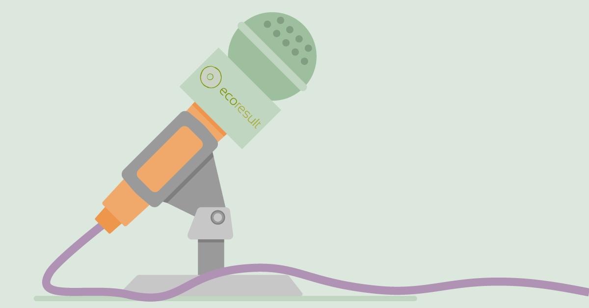 Illustration of a microphone with the Ecoresult logo
