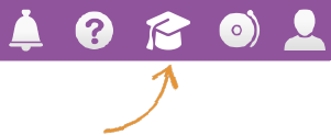 Illustration of the menu bar in Timewax with an arrow that points to where you can access the training academy.