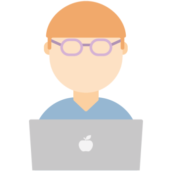 Illustration of person sitting behind a MacBook